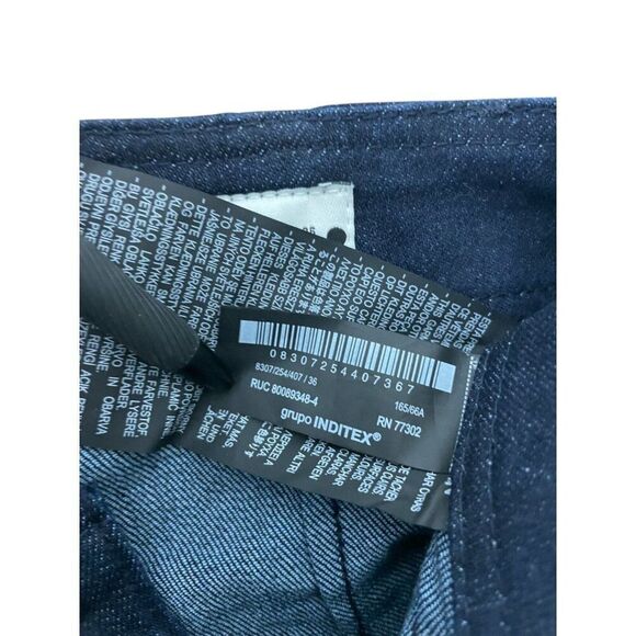 Zara Womens Jeans EU 36 US 4 Navy Blue Denim Wide Leg High Rise 8307/254 NWOT - Picture 6 of 11